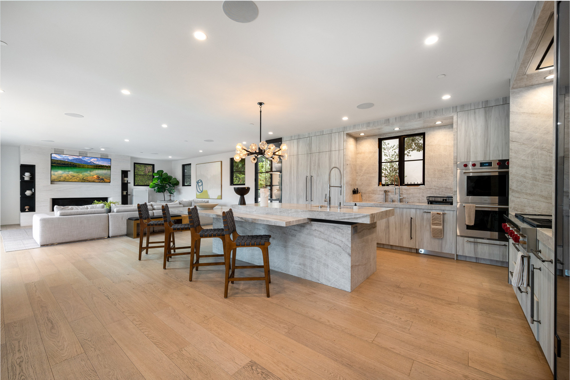 Tower Vista — kitchen with island and bar seating