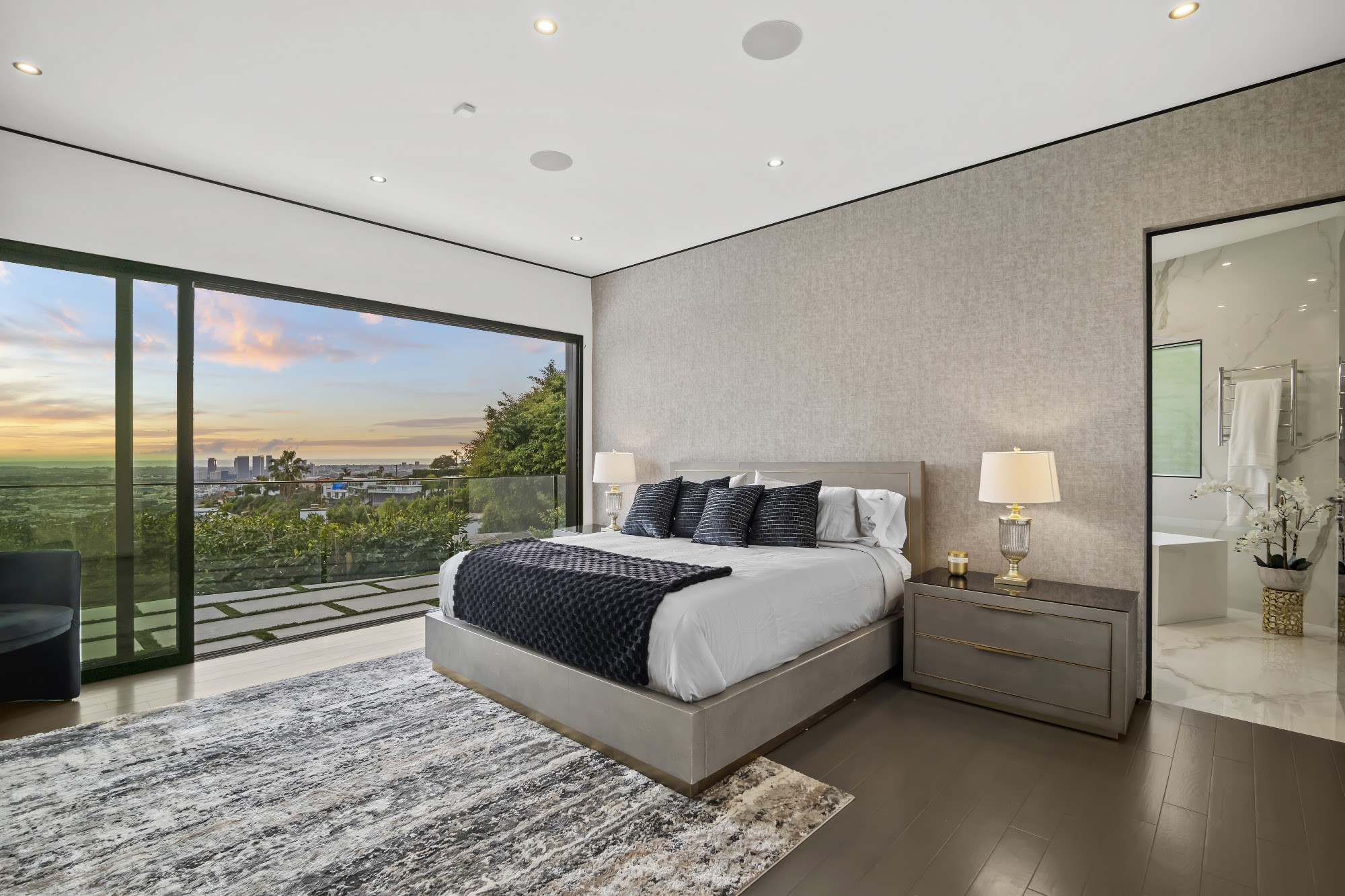 Sunset Plaza Promontory — bedroom with en-suite and canyon view