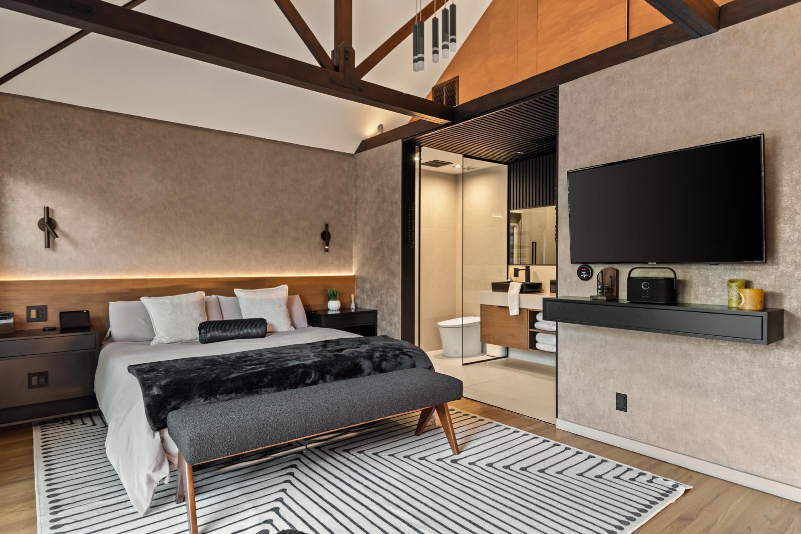 Varna Garden House — bedroom with media wall