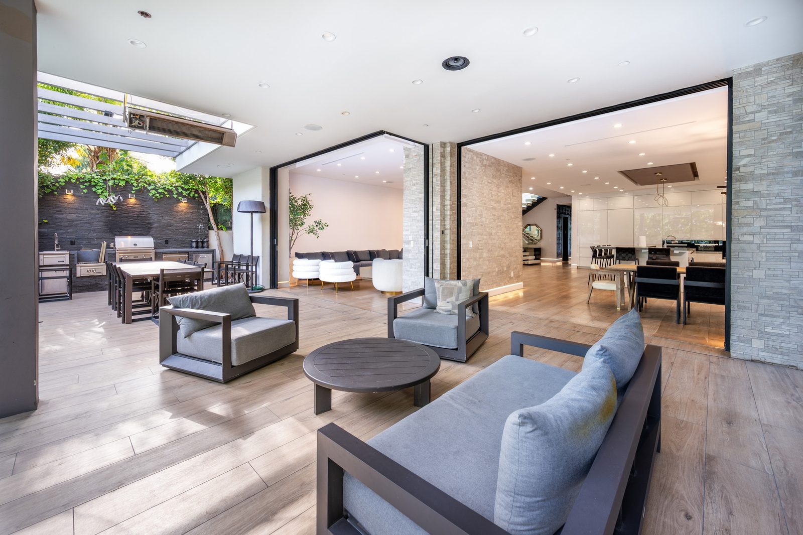 Croft Altana — covered lounge beside the pool